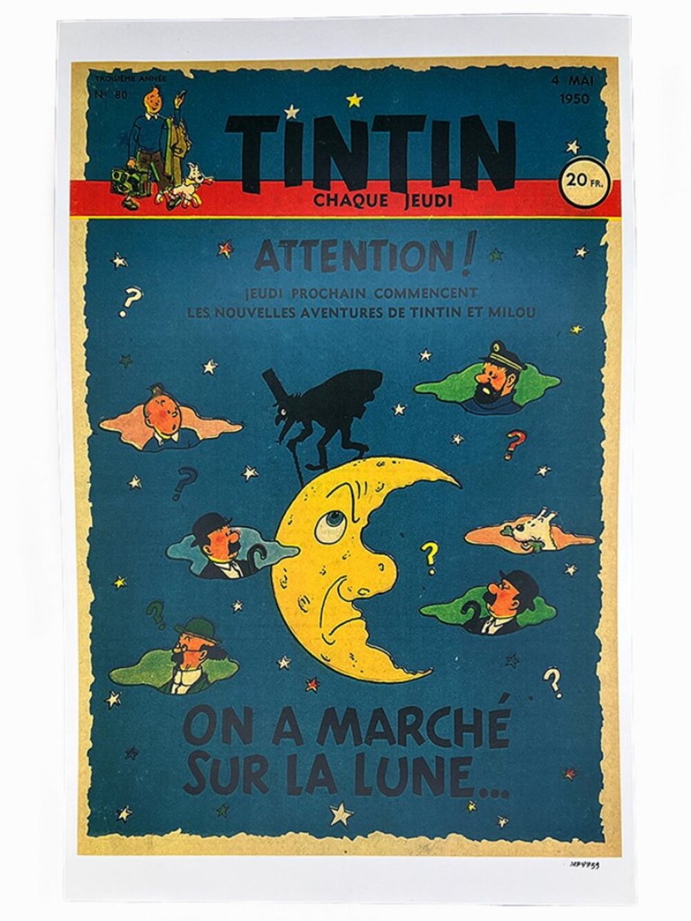 Adventures of Tintin 1950 Magazine Poster